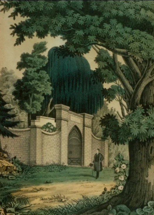 Lafayette at the Tomb of Washington by Nathaniel Currier, print from 1845