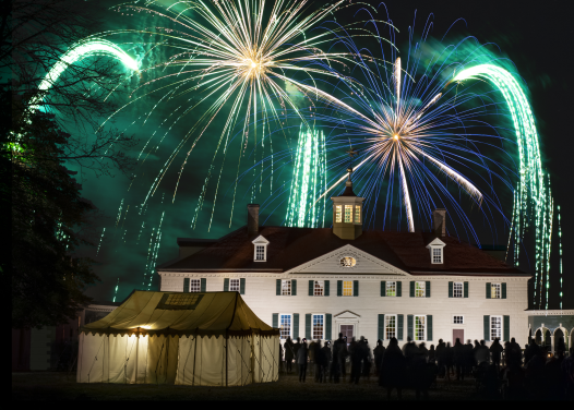 Christmas illuminations over mansion