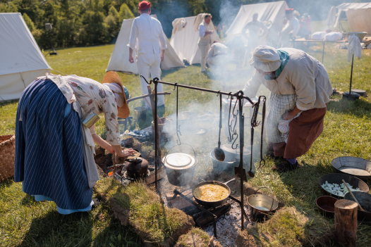 Cooking at a Revolutionary War Encampment