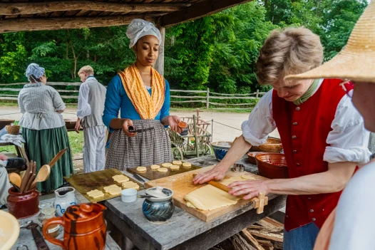 History Interpreters Making Food at Mount Vernon