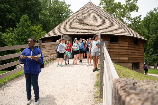Students visiting the farm