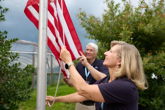 Flag flying volunteers