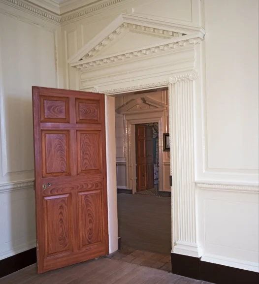 Detail view of wood graining on the south Front Parlor door