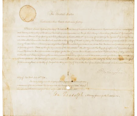 Samuel Hopkins's patent, 7/31/1790, United States Patent and Trademark Office.