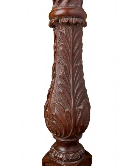 Detail of the acanthus carving on the original bedpost, Smithsonian National Museum of American History