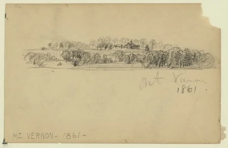 Mt Vernon, 1861 by Alfred Waud, Library of Congress.
