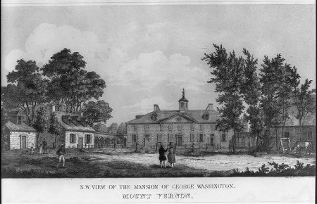 1837 lithograph showing Mount Vernon's east front.