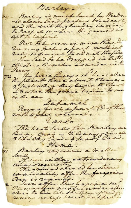 George Washington's Extracts and Notes on Agriculture, ca. 1786-1789, Courtesy of the Manuscript Division, Library of Congress, Washington D.C.