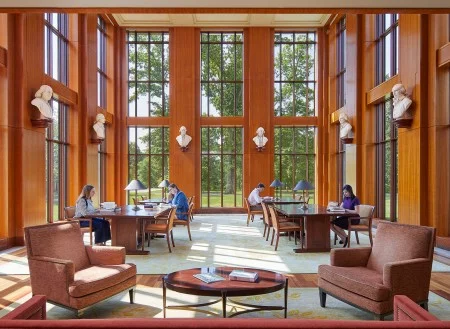 The Karen Buchwald Wright Reading Room is surrounded by six custom-created busts of prominent Framers as they would have appeared in 1785. (MVLA)