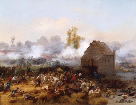 Alonzo Chappel's 19th-century depiction of Washington's retreat at the Battle of Long Island, 1776. (Wikimedia)