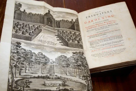 New Principles of Gardening  By Batty Langley London: A. Bettesworth et al., 1728, MVLA, Gift of Mrs. Fairfax Harrison, Vice Regent for Virginia, 1936 [M-1681] 