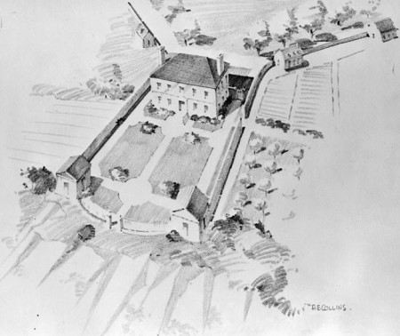 Artist's rendering of the Belvoir Mansion. R.E. Collins, 1940-1950. (Library of Congress)