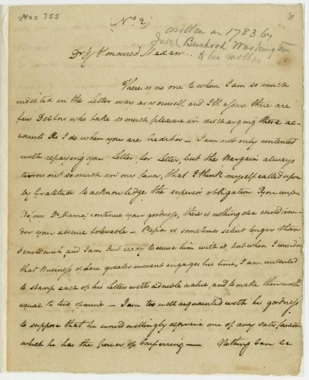 Bushrod Washington to Hannah Bushrod Washington, 1783 July 1 (MVLA)