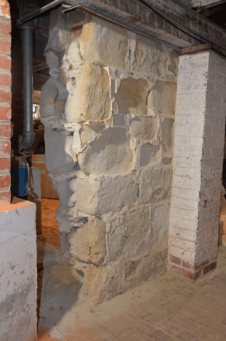 A view of aquia stone in the cellar of the Mansion. (MVLA)