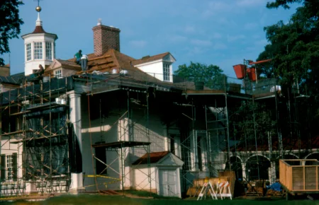 The reroofing of the Mansion in 1993. MVLA. 