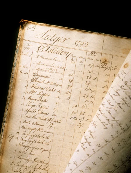Mount Vernon Distillery and Fishery Ledger, 1799-1801, MVLA, IL.2016.019.030, Purchased with funds donated by Mr. and Mrs. Robert A. Best of Omaha, Nebraska, 1996
