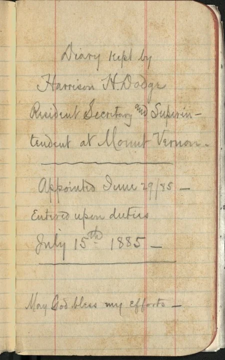The first page of Dodge's diary (MVLA)
