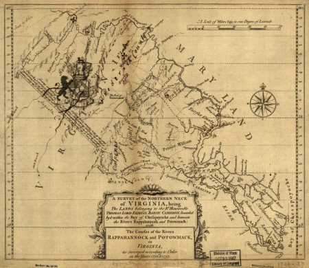 Map of the Northern Neck Land Grant. (Library of Congress, Maps Division)