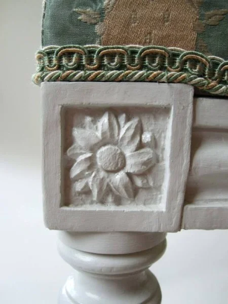 Detail of chair. Side chair Maker: Jean-Baptiste LeLarge Beechwood, paint c. 1785. (MVLA)