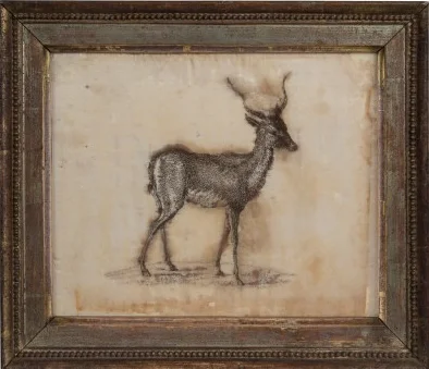 Original printwork “Likeness of a Deer,” attributed to Martha Washington. 