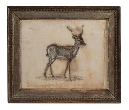 Original printwork “Likeness of a Deer,” attributed to Martha Washington. 