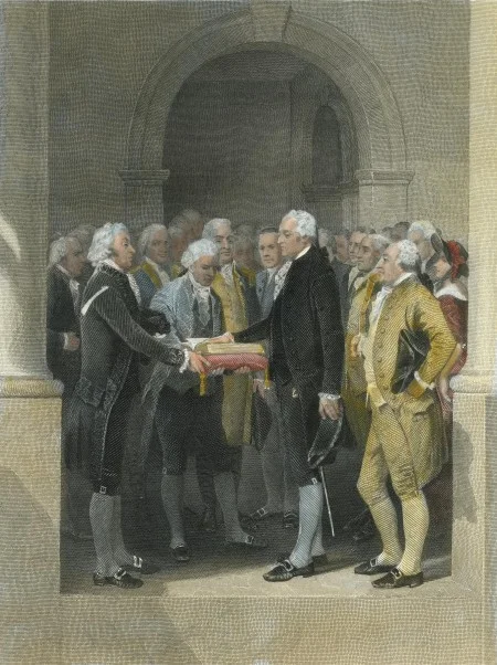 "Inauguration of Washington," engraver unknown, after Alonzo Chappel, 1859. Published by Johnson, Fry & Co. Publishers. MVLA.