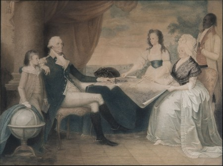 The Washington Family, engraved by Edward Savage, 1798. Gift of the Robert E. Wright Family, in memory of Dorothy Walton Wright and Robert Edward Wright, 2012. Conservation courtesy of The Founders, Washington Committee Endowment Fund [W-5298]. (MVLA)