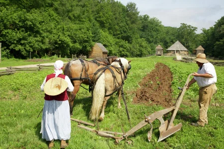Preparing to plow the demonstration field