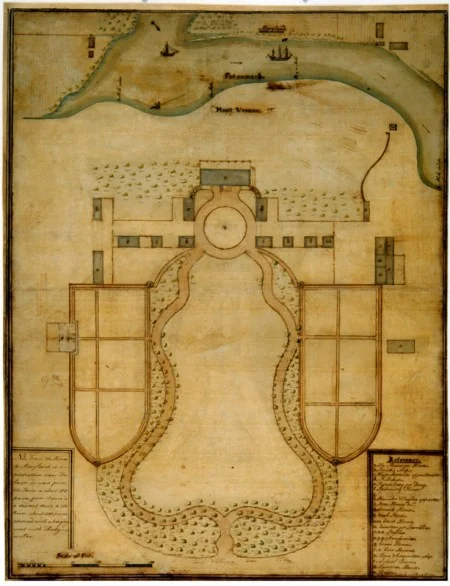 Samuel Vaughan, Plan of Mount Vernon, 1787, ink and watercolor, W-1434, MVLA.