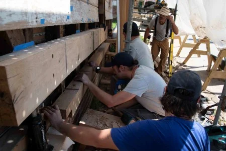 A new section of the sill is installed. (MVLA)