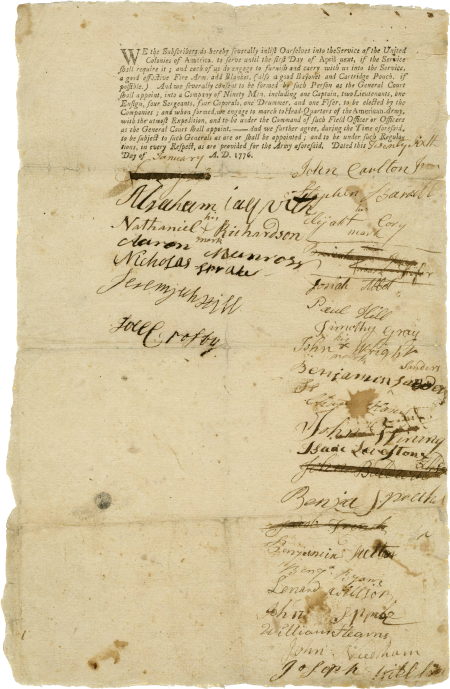Enlistment Form, 1776 January 26 (MVLA)
