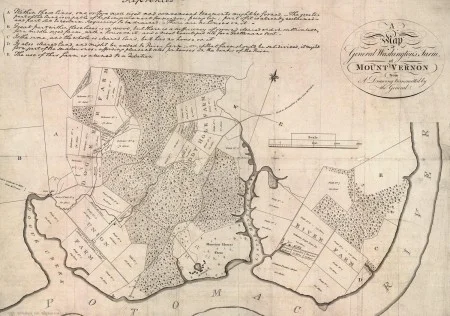 At Washington's death, the widowed Martha was again responsible for the business of an entire estate. The extensive Mount Vernon plantation consisted of five farms. "Washington's Farm," by George Washington and Arthur Young, 1801. (MVLA)