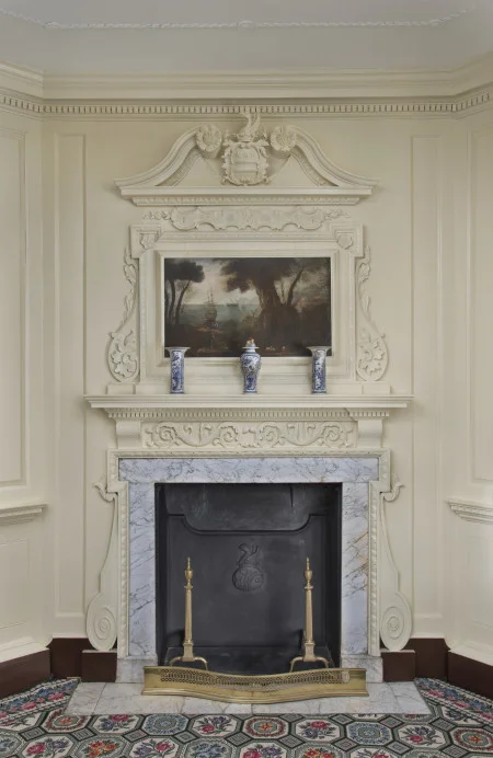 Mantel, Overmantel, and Fireback in the Front Parlor, Gavin Ashworth