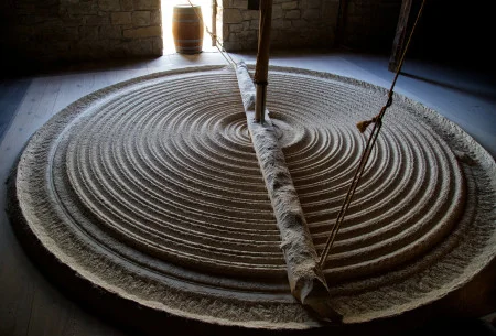 Millstone inside the gristmill. 