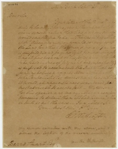 George Washington and Martha Washington to David Stuart, 1789 September 21 (MVLA)