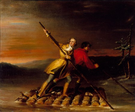 George Washington and Christopher Gist crossing the Allegheny River, attributed to Daniel Huntington, ca. mid 19th century. [M-3941]. MVLA.