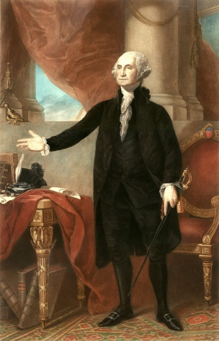 President George Washington, engraving by G. Petit after Lansdowne portrait by Gilbert Stuart, c. 1900 [SC-134]