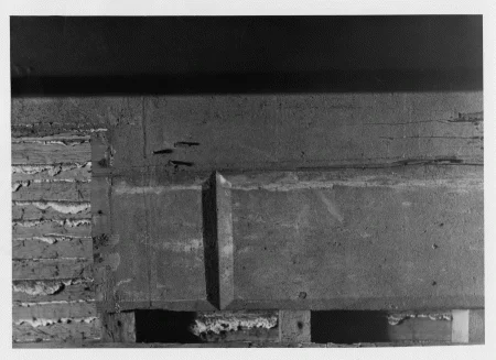 A section of trapped siding found during 1956 restoration work, MVLA