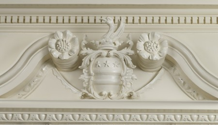 Detail of Washington family coat of arms, 2019, photo by Gavin Ashworth