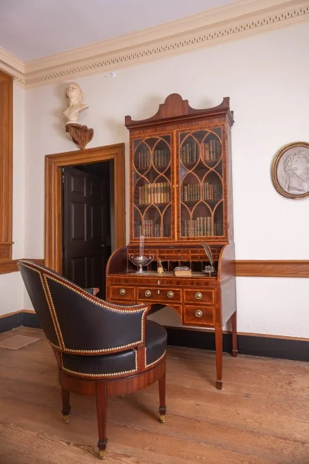 In March 1797, Washington disposed of the desk he had used throughout his presidency and bought this stately secretary-bookcase from Philadelphia cabinetmaker John Aitken for his Study at Mount Vernon. (MVLA)