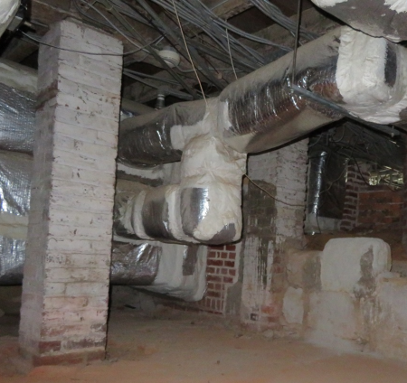 Modern ductwork and electrical conduits in the Mansion's cellar have made areas of this historic space inaccessible for regular inspection. Removal of these systems will allow for regular maintenance and a fuller, more accurate interpretation of the cellar. (MVLA)