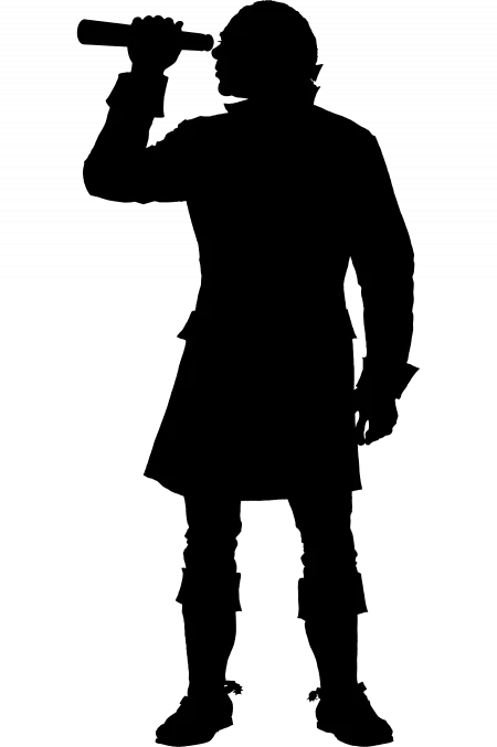 Silhouette representing William Lee, George Washington's enslaved valet, who spent the Revolutionary War at the front with Washington.