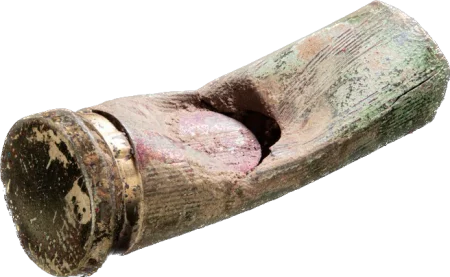 This mystery lipstick was found by Mount Vernon archaeologists during the North Grove excavations. ⁣(MVLA)