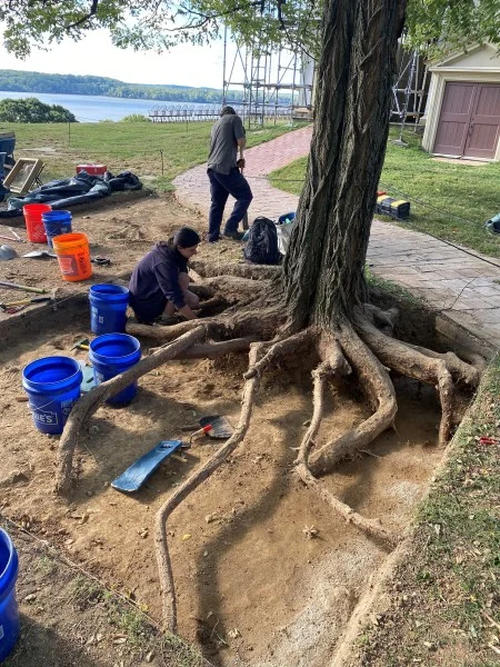 This excavation required working around the root systems of trees, as well as the removal of four trees. (MVLA)