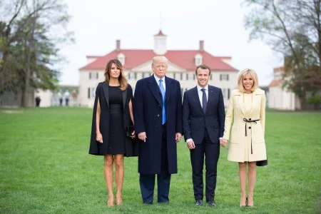 President Donald and First Lady Melania Trump with French President Emmanuel and Brigitte Macron at Mount Vernon, 2018, MVLA.