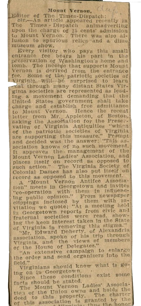 Vice Regent Ball's editorial in the Richmond Times-Dispatch (MVLA)