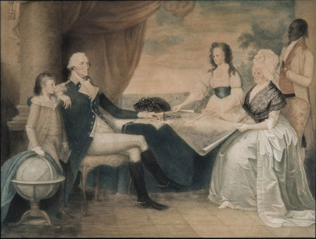 Washington family by Edward Savage, 1798, Ink on paper; stipple engraving, M-1152, Mount Vernon Ladies' Association.