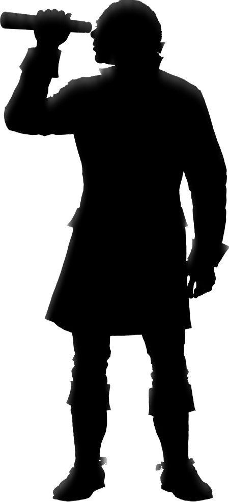 Conjectural image of William Lee holding a spyglass.