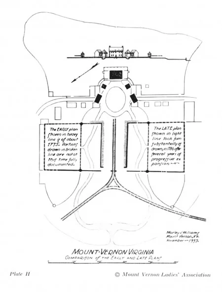 Mount Vernon Virginia Comparison of the Early and Late Plans, Morley J Williams, November 1937, MVLA.