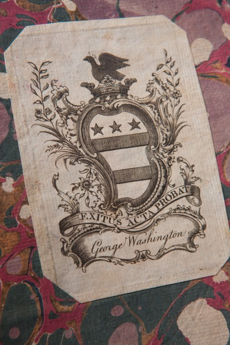 Washington bookplate inside the cover of George Washington's copy of The Acts of Congress, Purchase made possible through lead donations by an anonymous benefactor, Mr. and Mrs. William H. Borthwick, the A. Alfred Taubman Fund, Mr. Terry J. Kohler, and the Mount Vernon Ladies’ Association, 2012